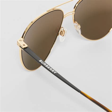 burberry pilotensonnenbrille|Logo Pilot Sunglasses in Light gold .